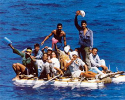 Balseros huyendo de Cuba hacia la libertad